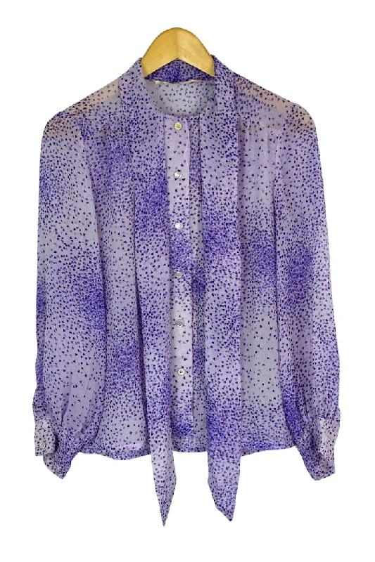 Triangle Print Sheer Blouse Soft Satin Blouse