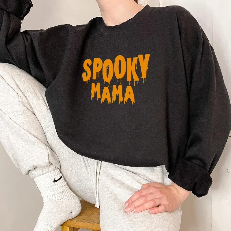Spooky Mama Halloween Sweatshirt Cotton Hoodie Fleece Lining Warmth
