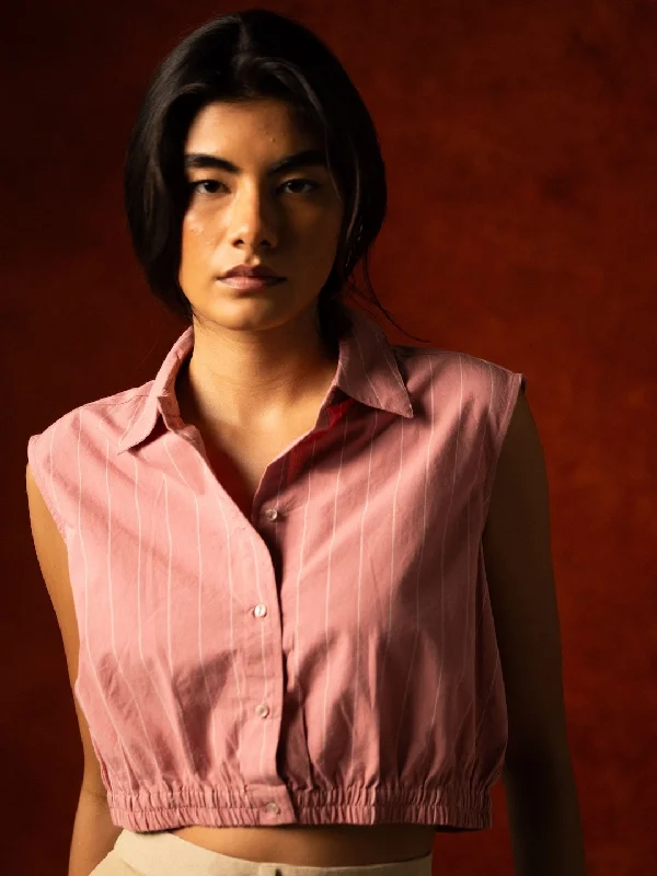 Women's Pink Cotton Regular Fit Blouse Side Tie Blouse