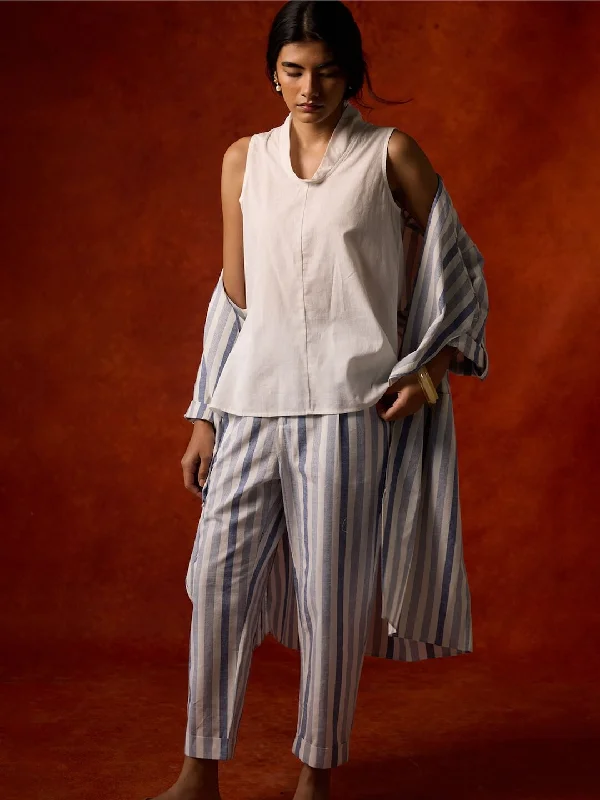 Women's White Linen Regular Fit Blouse Gathered Detail Blouse