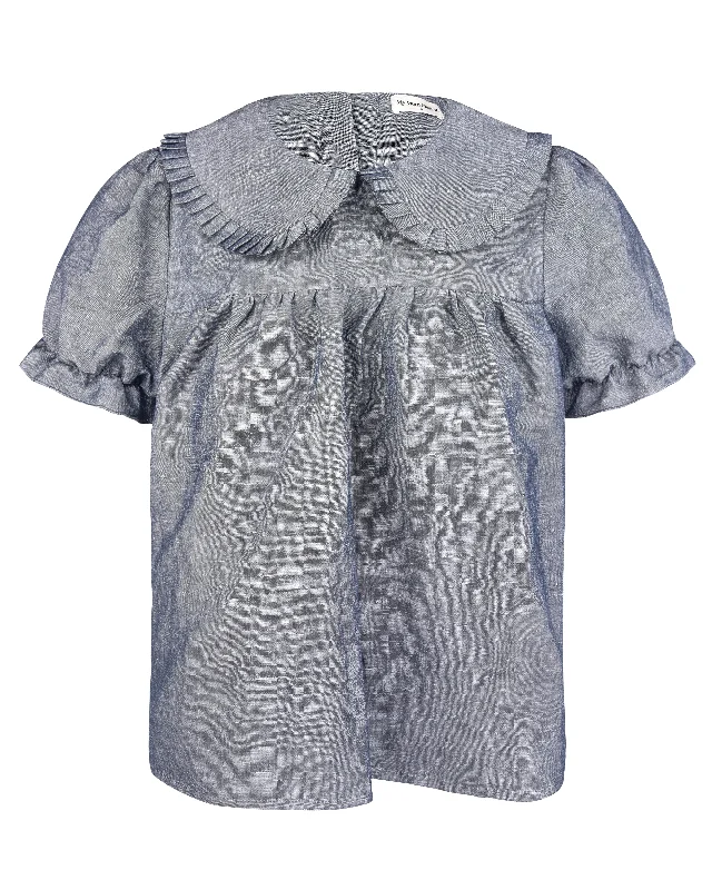 Babydoll Blouse - Denim Blue Pastel Color Blouse