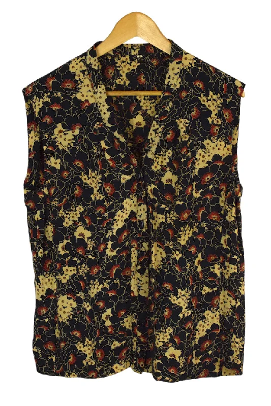 Reworked Floral Print Blouse Versatile Layering Blouse