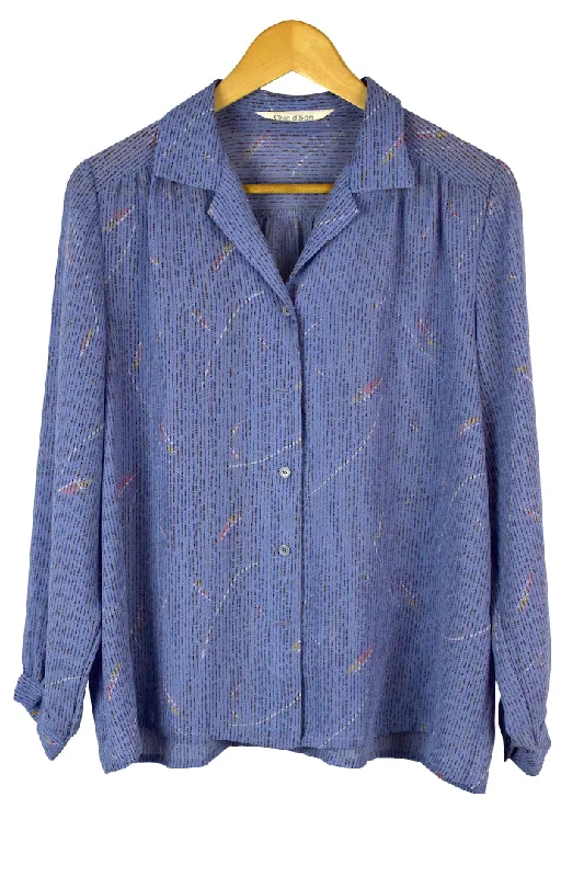 Sailboat Print Blouse Elegant Silk Blouse