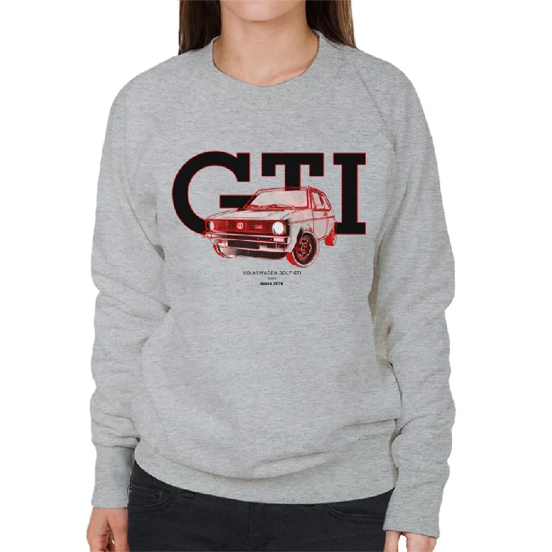Volkswagen Retro Golf GTI Since 1976 Women's Sweatshirt Hoodie with Ribbed Neckline Snug Warm