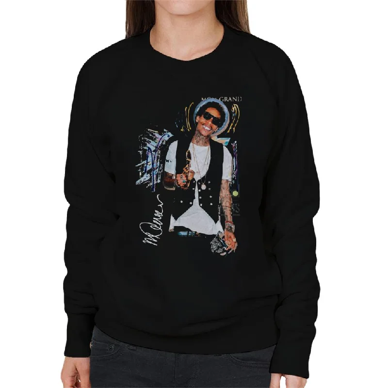 Sidney Maurer Original Portrait Of Wiz Khalifa Billboard Award Women's Sweatshirt Hoodie with Hidden Zipper Minimalist Clean