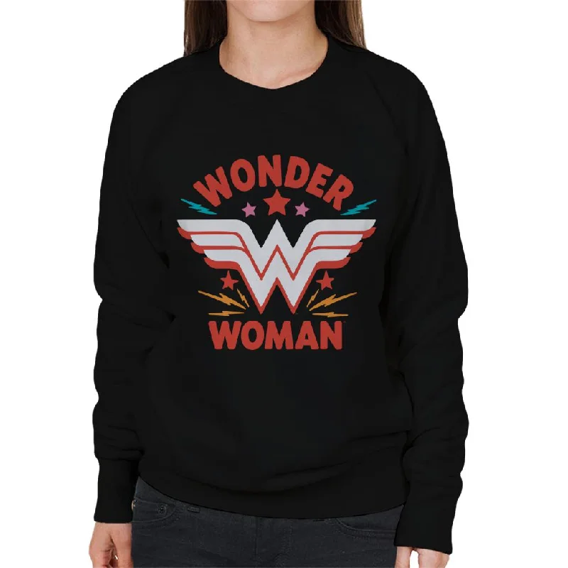 Wonder Woman Red Logo Women's Sweatshirt Hoodie with Lace Feminine Delicate
