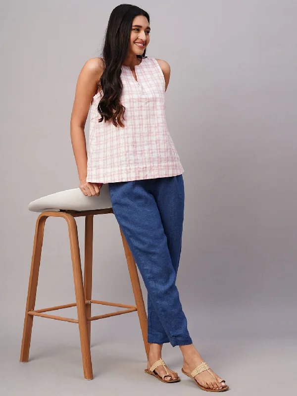 Women's Red Cotton Regular Fit Blouse Collared Satin Blouse
