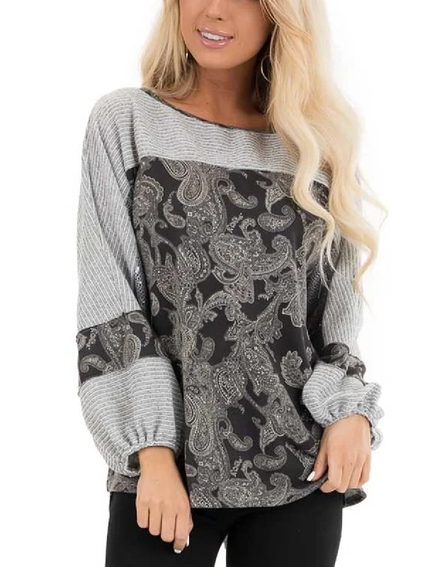 Crew Neck Long Sleeve Embroidered Blouse Chic Sleeveless Blouse