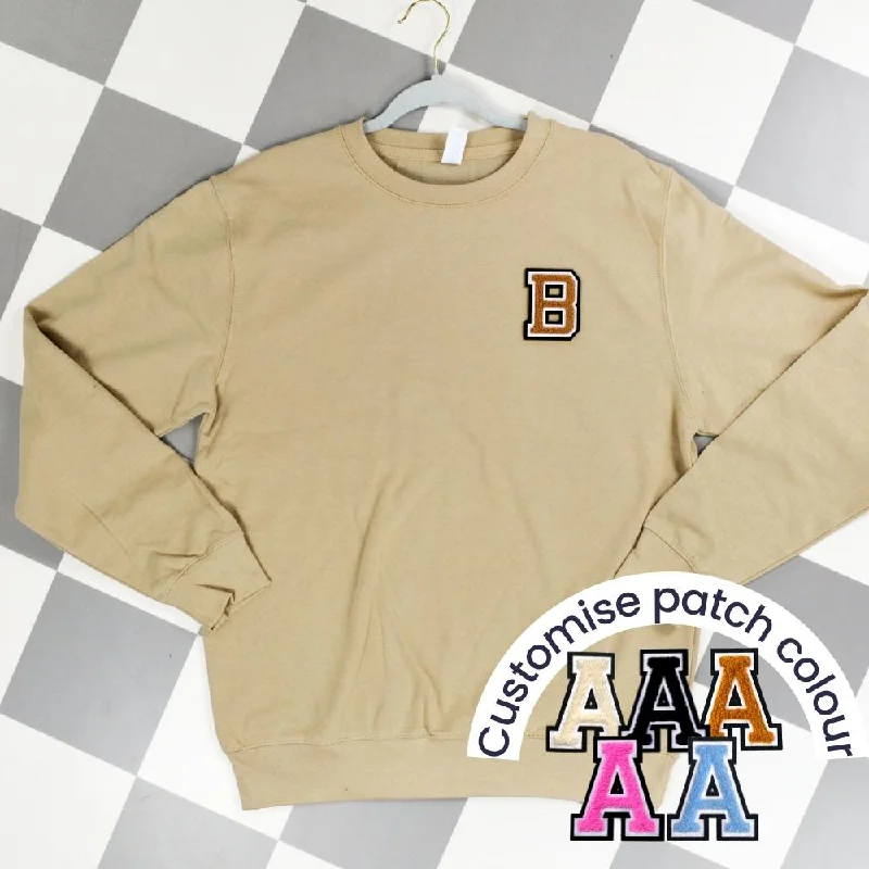 Patch 22 Adults Sand Initial Sweatshirt Hoodie with Embroidery Detailed Premium