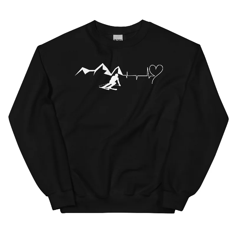 Heart - Heartbeat - Mountain - Skiing - Sweatshirt (Unisex) Hoodie with Side Slits Relaxed Casual Heart - Heartbeat - Mountain - Skiing - Sweatshirt (Unisex) Hoodie with Side Slits Relaxed Casual