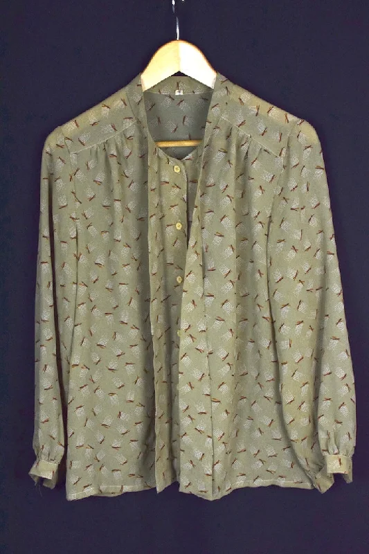Reworked Cirlcle Cross Print Blouse Classic White Blouse