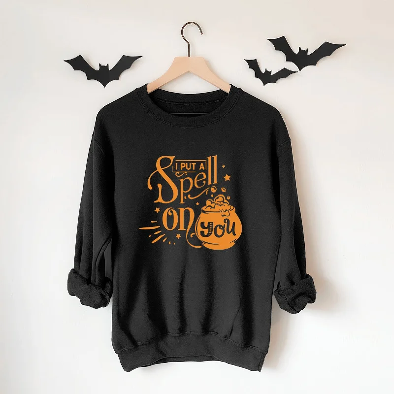 Put A Spell On You Halloween Sweatshirt Hoodie with Hem Lace Feminine Delicate