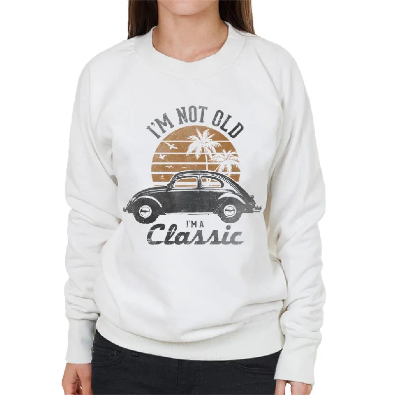 Volkswagen Sunset Beetle Im A Classic Women's Sweatshirt Hoodie with Rolled Sleeves Casual Relaxed