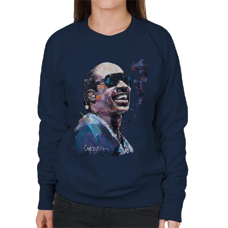 Sidney Maurer Original Portrait Of Stevie Wonder Women's Sweatshirt Hoodie with Hem Lace Feminine Delicate