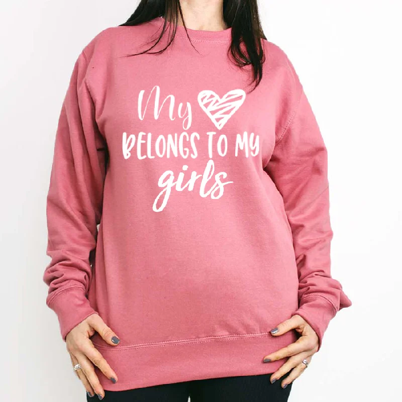 My Heart Belongs To Girls Sweatshirt Hoodie with Slit Hem Functional Movement