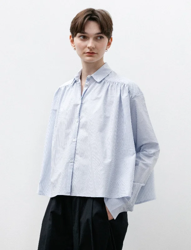 Flo Blouse Light Blue Stripe Sweetheart Neck Blouse