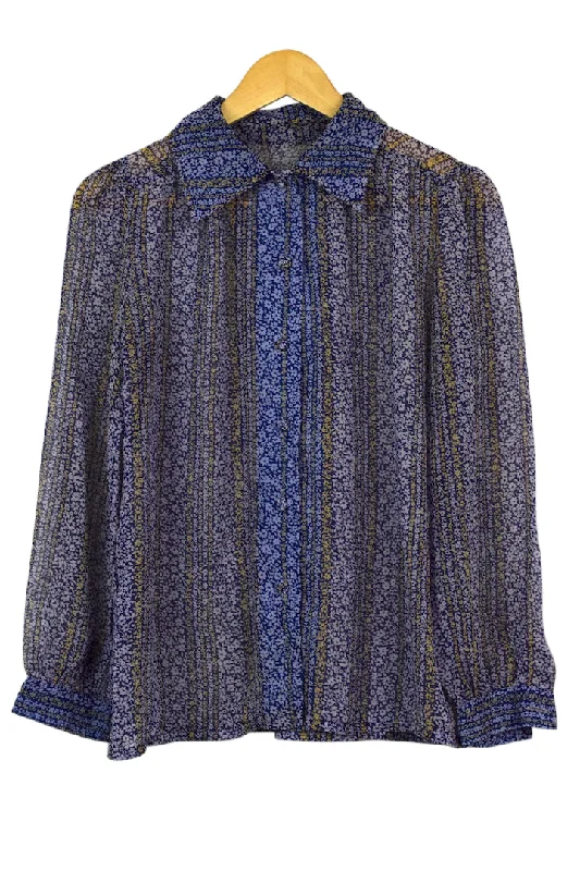 Reworked Floral Print Blouse Feminine Puff Blouse
