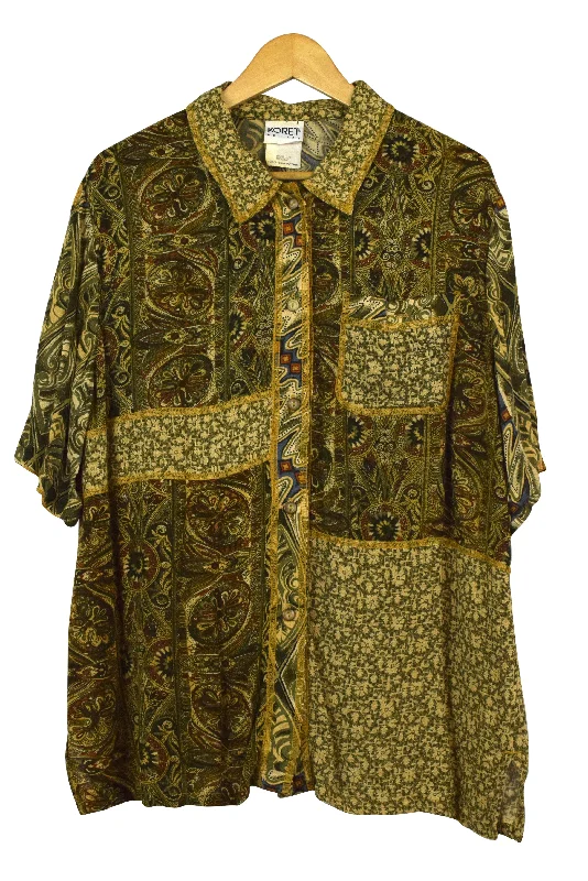 Patchwork Blouse Textured Cotton Blouse