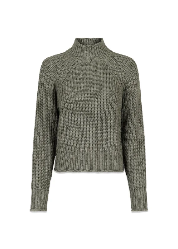 Dolce Knit Blouse - Smoke Green Peter Pan Blouse