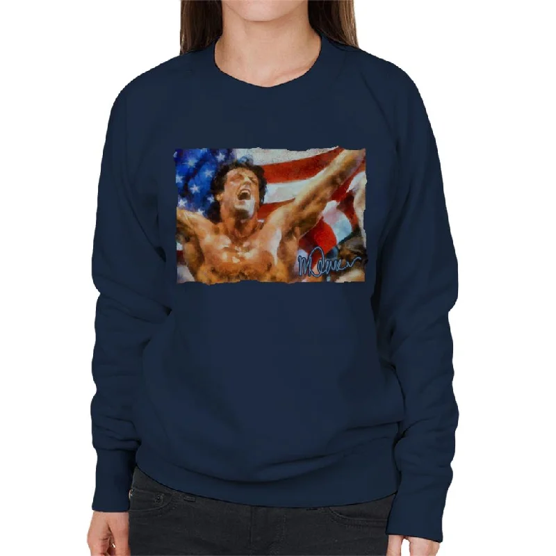 Sidney Maurer Original Portrait Of Sylvester Stallone As Rocky Women's Sweatshirt Hoodie with Oversized Fit Loose Comfortable
