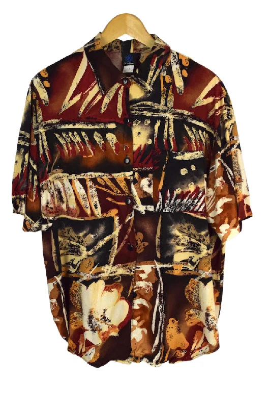80s/90s Abstract Print Blouse Smart Business Blouse