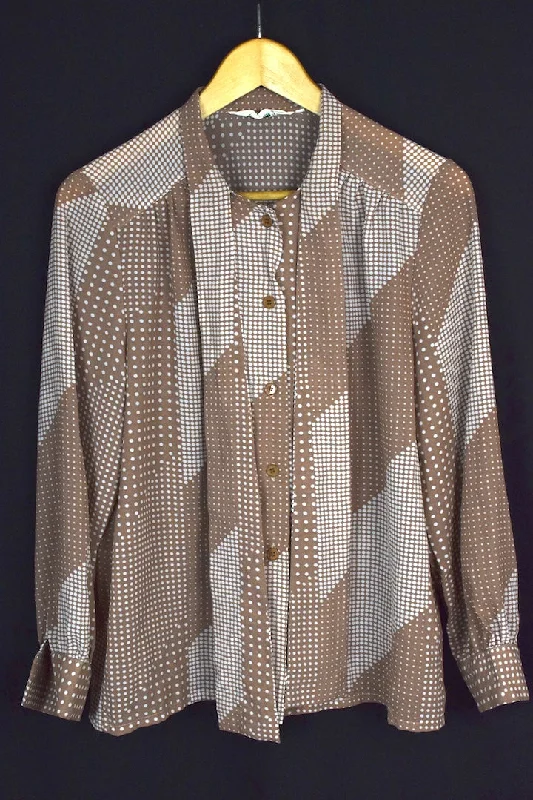 White Dot Print Blouse Feminine Satin Blouse