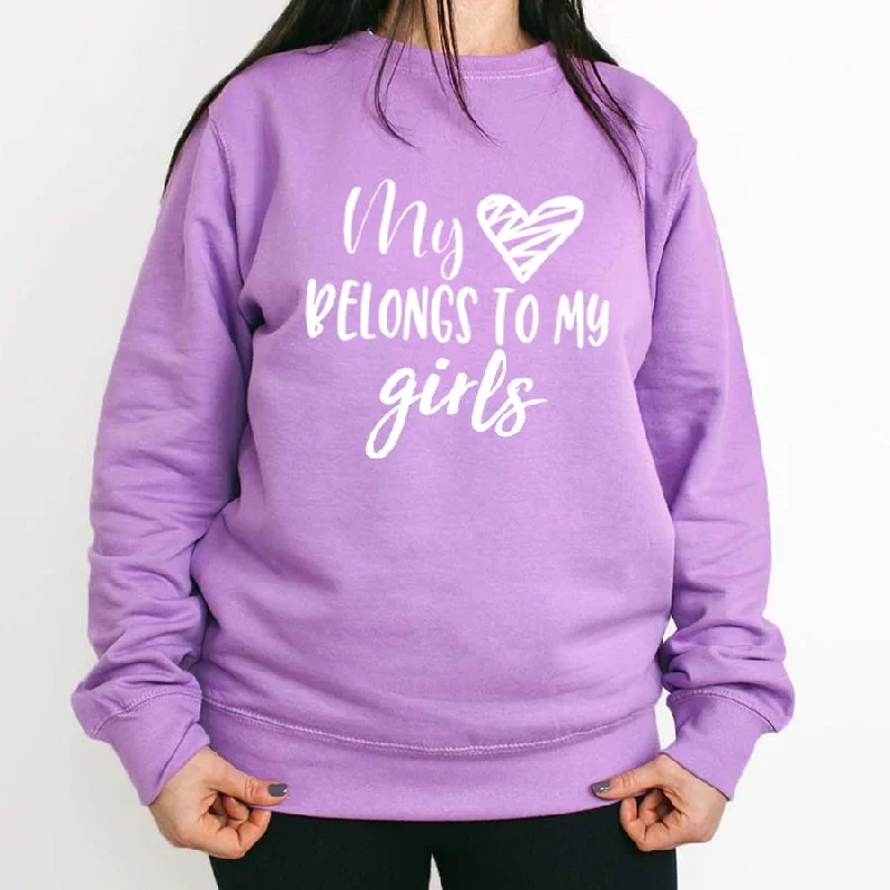 My Heart Belongs To Girls Sweatshirt Hoodie with Toggle Buttons Decorative Unique