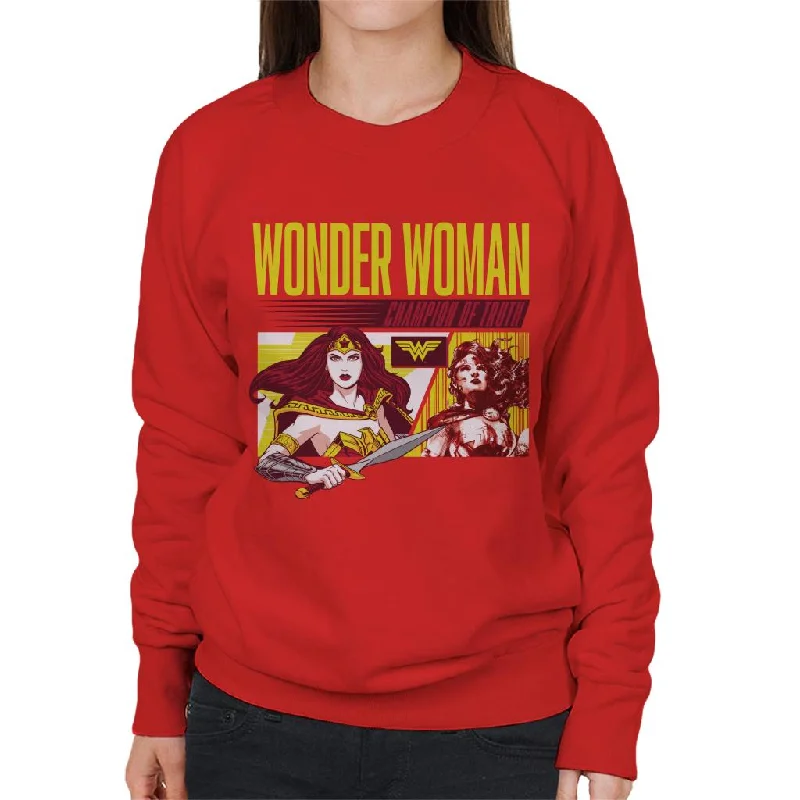 Wonder Woman Champion Of Truth Women's Sweatshirt Hoodie with High Neck Warm Protective