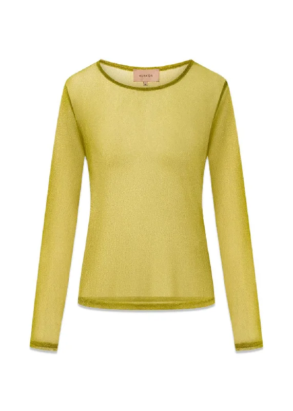 Zion Blouse - Golden Lime Silky Draped Blouse
