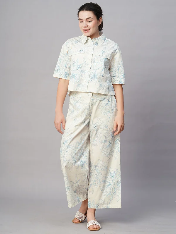 Women's Blue Cotton Regular Fit Blouse Chic Square Blouse