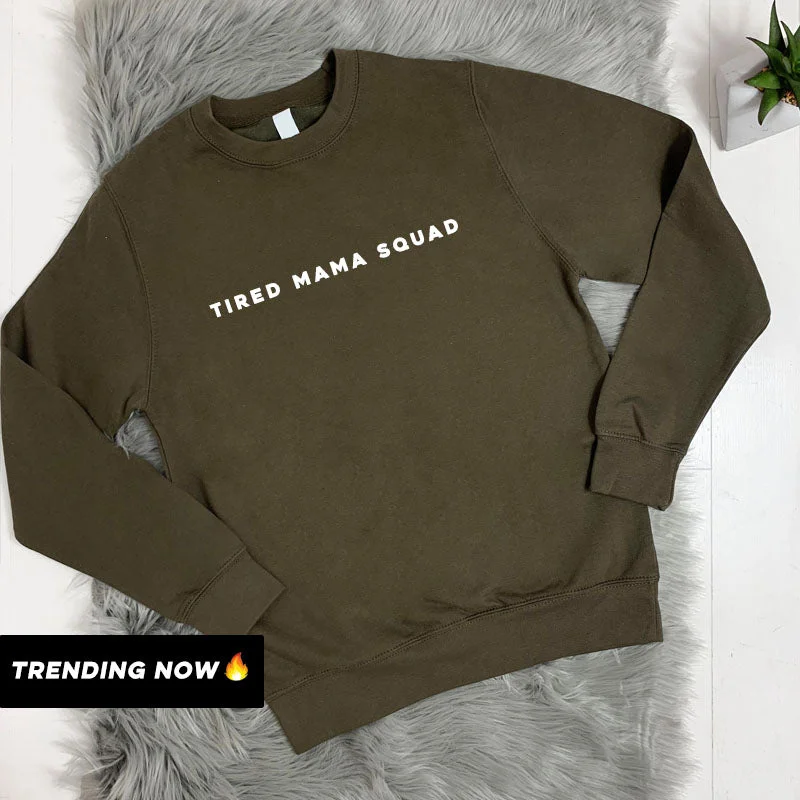 Tired Mama Squad Basic Sweatshirt (MRK X) Hoodie with Strings Custom Fit Adjustable