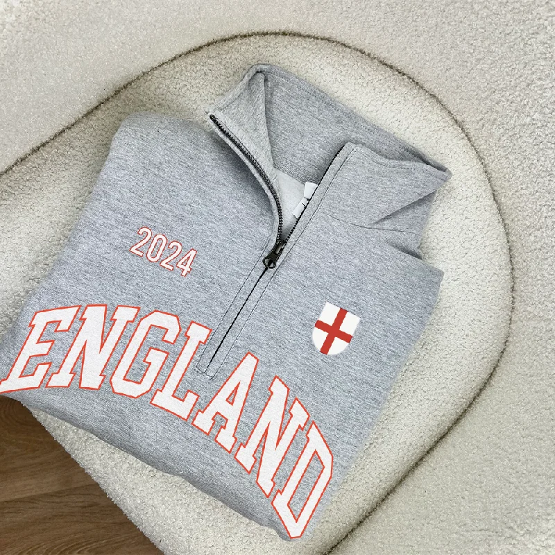 England Varsity Quarter Zip Up Sweatshirt Hoodie with Camouflage Military Edgy