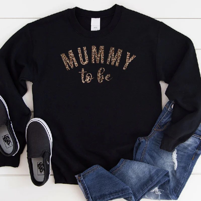 Mummy To Be Leopard Sweatshirt (MRK X) Hoodie with Drawstring Waist Adjustable Fitted