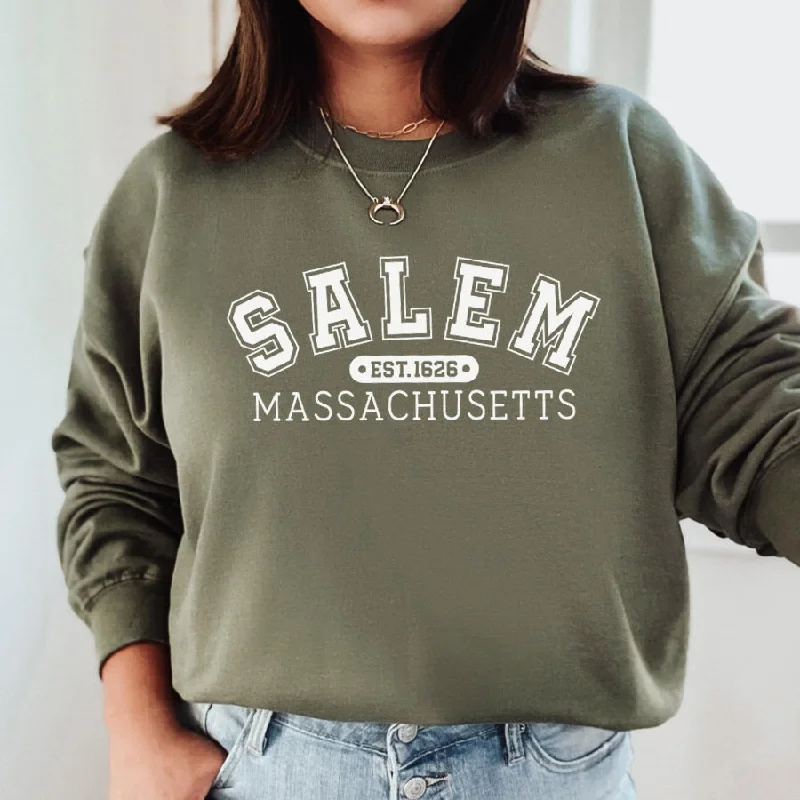 Salem MA Halloween Sweatshirt Hoodie with Back Slit Movement Comfort