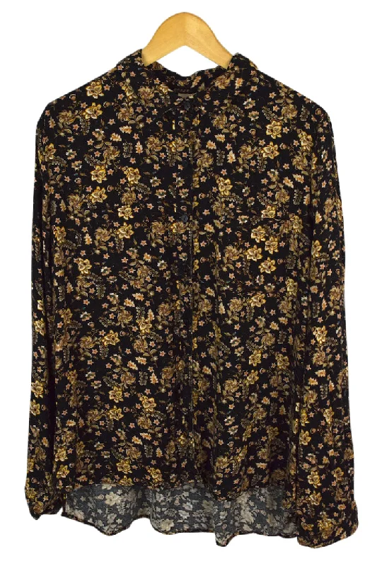Black Floral Print Blouse Sleeveless Summer Blouse