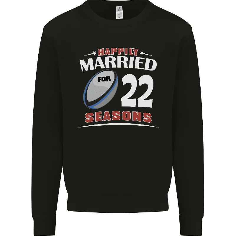 22 Year Wedding Anniversary 22nd Rugby Mens Sweatshirt Jumper Hoodie with Hem Drawcord Adjustable Customizable