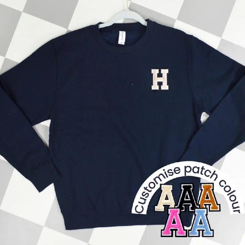 Patch 22 Adults Navy Initial Sweatshirt Hoodie with Stripes Bold Sporty