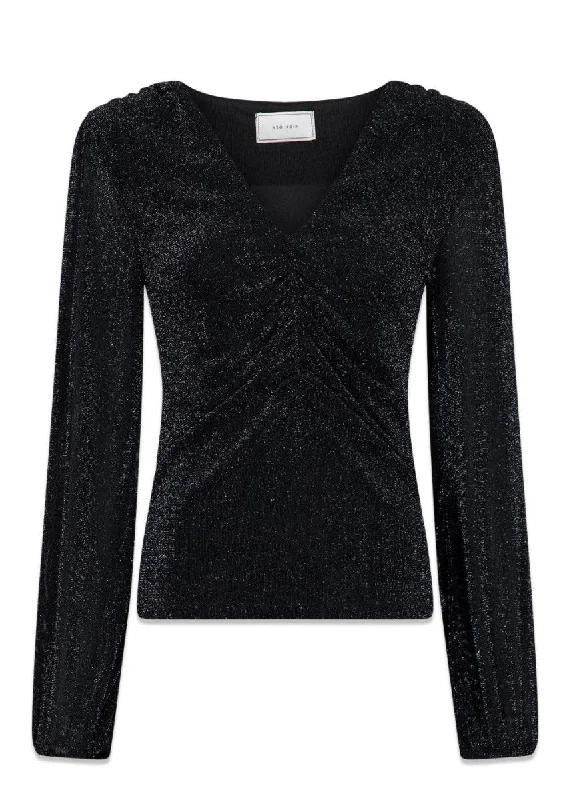 Ralph Glitter Mesh blouse - Black Slim Fit Blouse