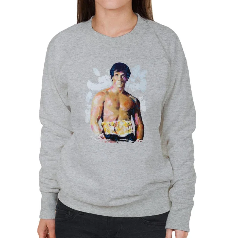 Sidney Maurer Original Portrait Of Sylvester Stallone Belt Women's Sweatshirt Hoodie with Hem Embroidery Detailed Premium