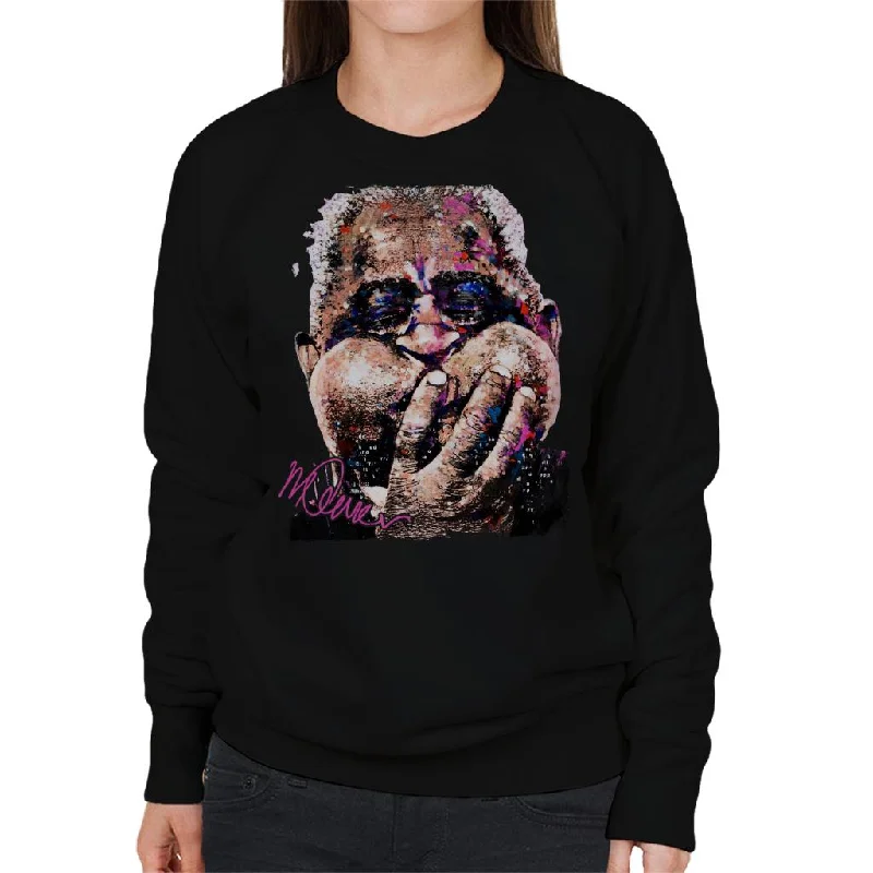Sidney Maurer Original Portrait Of Trumpeter Dizzy Gillespie Women's Sweatshirt Hoodie with Ribbed Cuffs Snug Fit Comfort