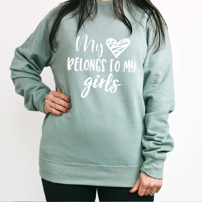 My Heart Belongs To Girls Sweatshirt Hoodie with Turtle Neck Cozy Winter