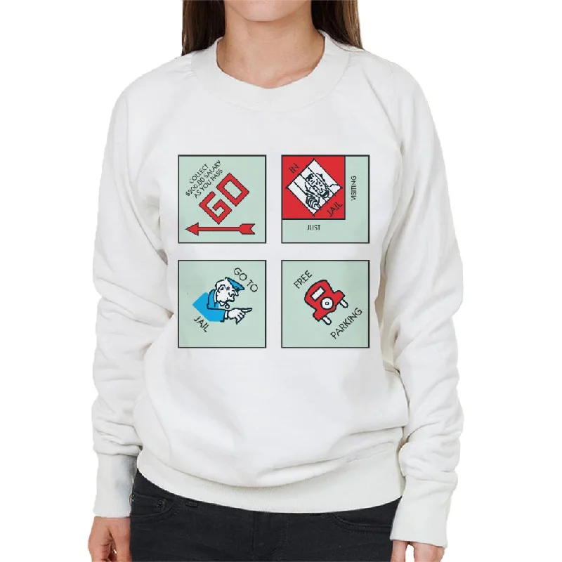 Monopoly Classic Corner Tiles Women's Sweatshirt Hoodie with Distressed Vintage Worn