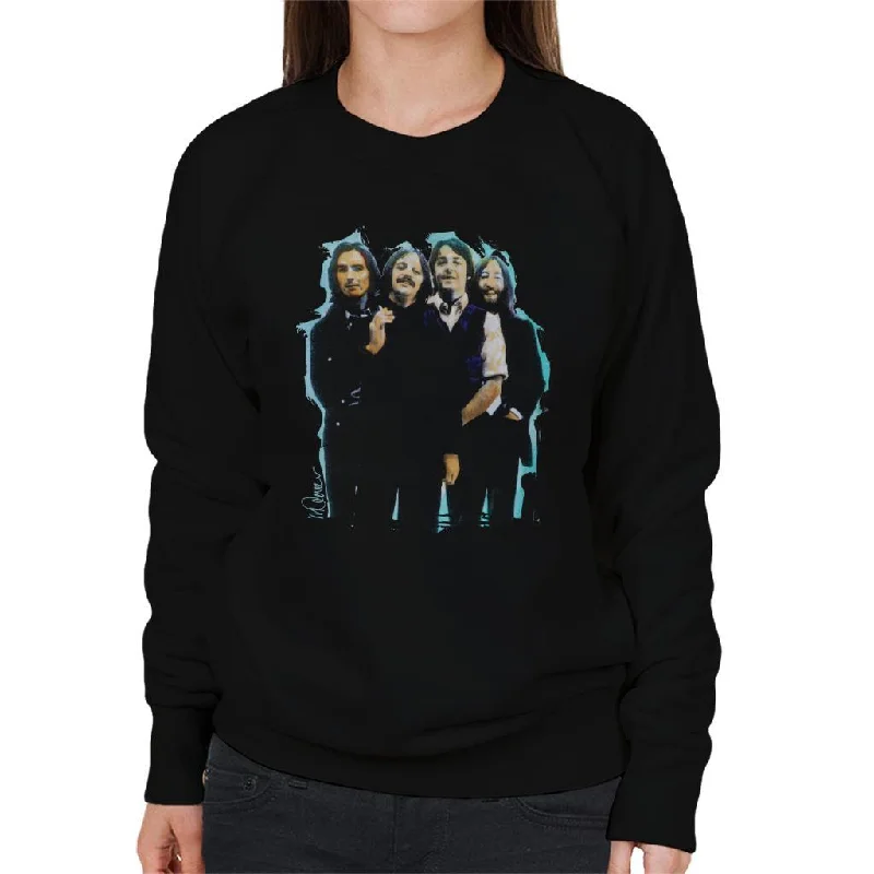 Sidney Maurer Original Portrait Of The Beatles Long Hair Women's Sweatshirt Hoodie with Hem Frayed Vintage Worn