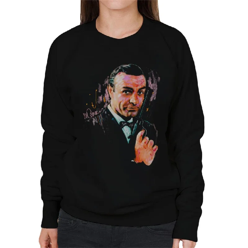 Sidney Maurer Original Portrait Of Sean Connery James Bond Women's Sweatshirt Hoodie with Drawcord Adjustable Secure