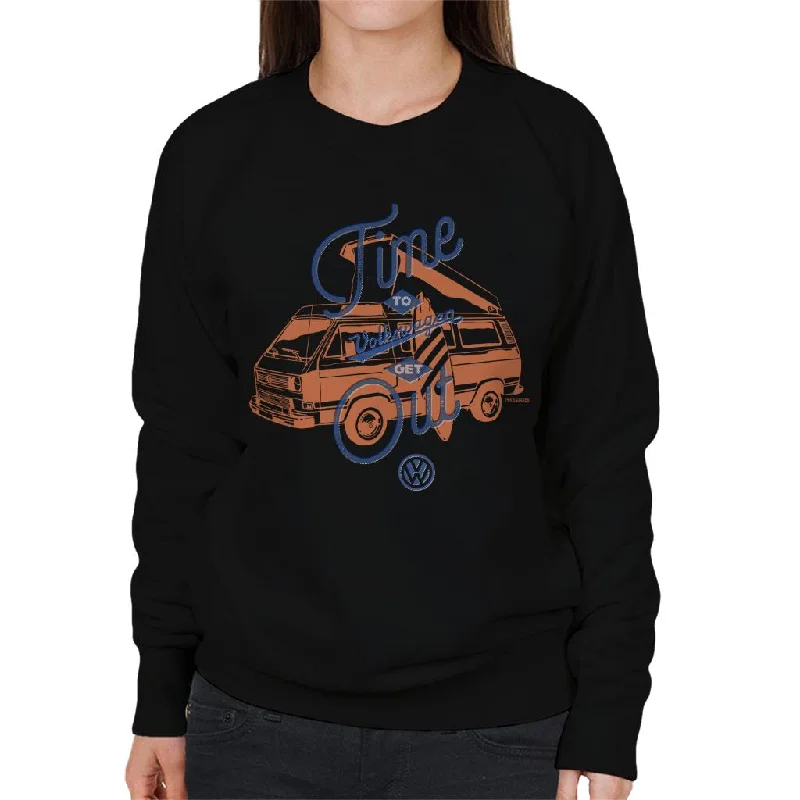 Volkswagen Time To Get Out Retro T3 Camper Women's Sweatshirt Hoodie with Print Artistic Unique