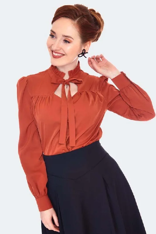Tie Neck Long Sleeve Blouse Soft Satin Blouse