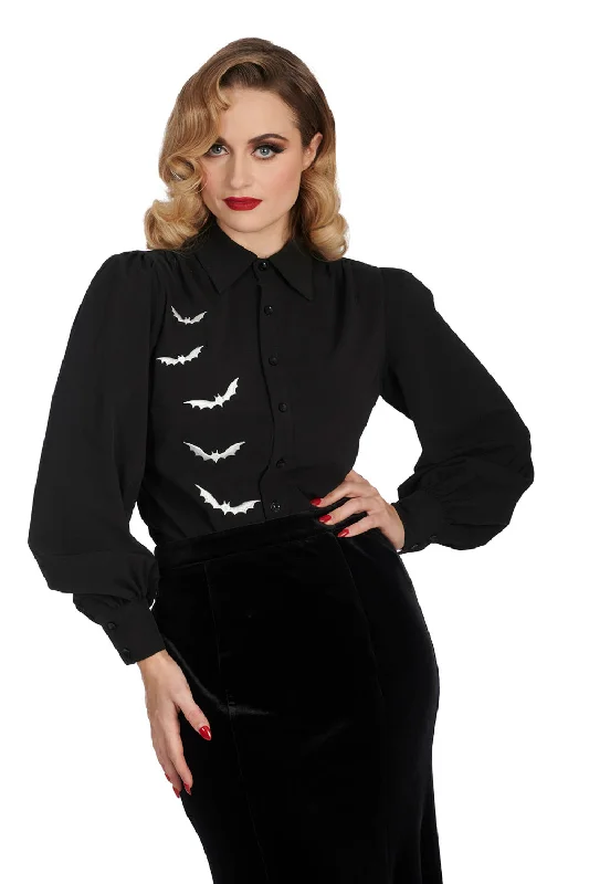 Night Bat Blouse Feminine Ruffle Blouse