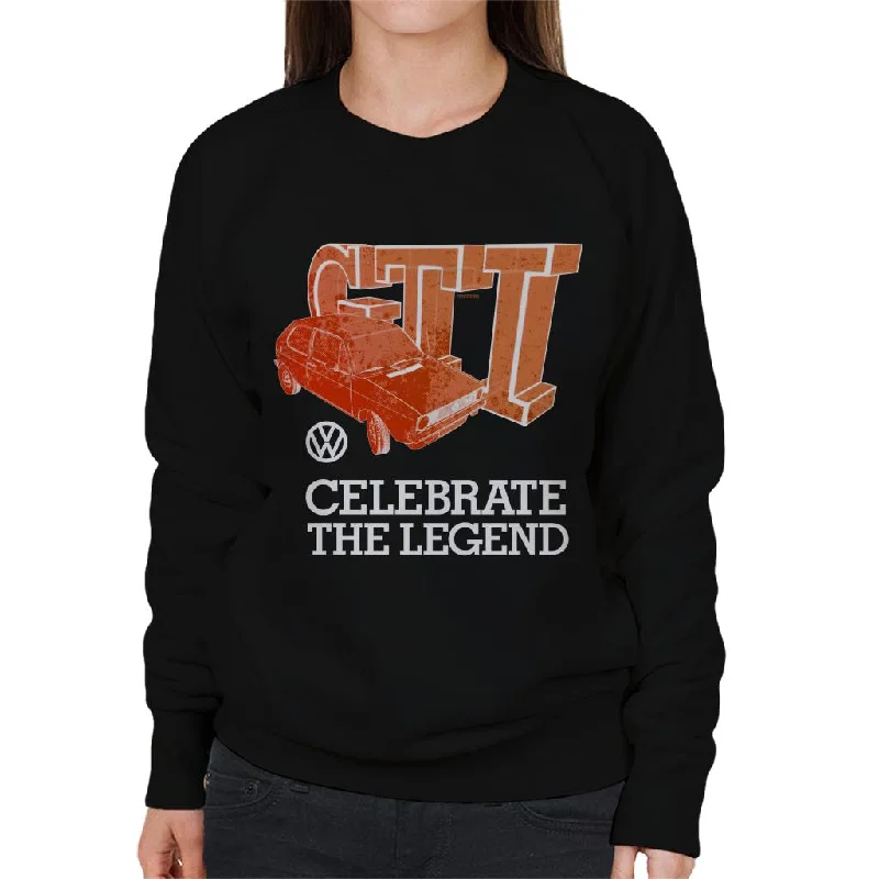 Volkswagen Celebrate The Legend Retro Golf GTI Women's Sweatshirt Hoodie with Tied Waist Feminine Flattering