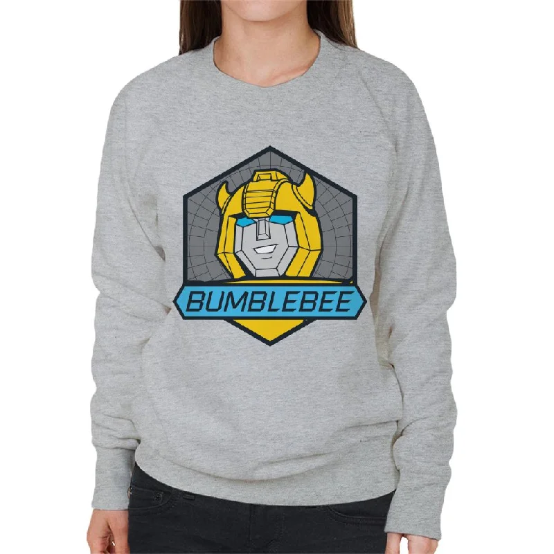 Transformers Bumblebee Blue Eyes Retro Badge Women's Sweatshirt Hoodie with Drawstring Waist Adjustable Fitted