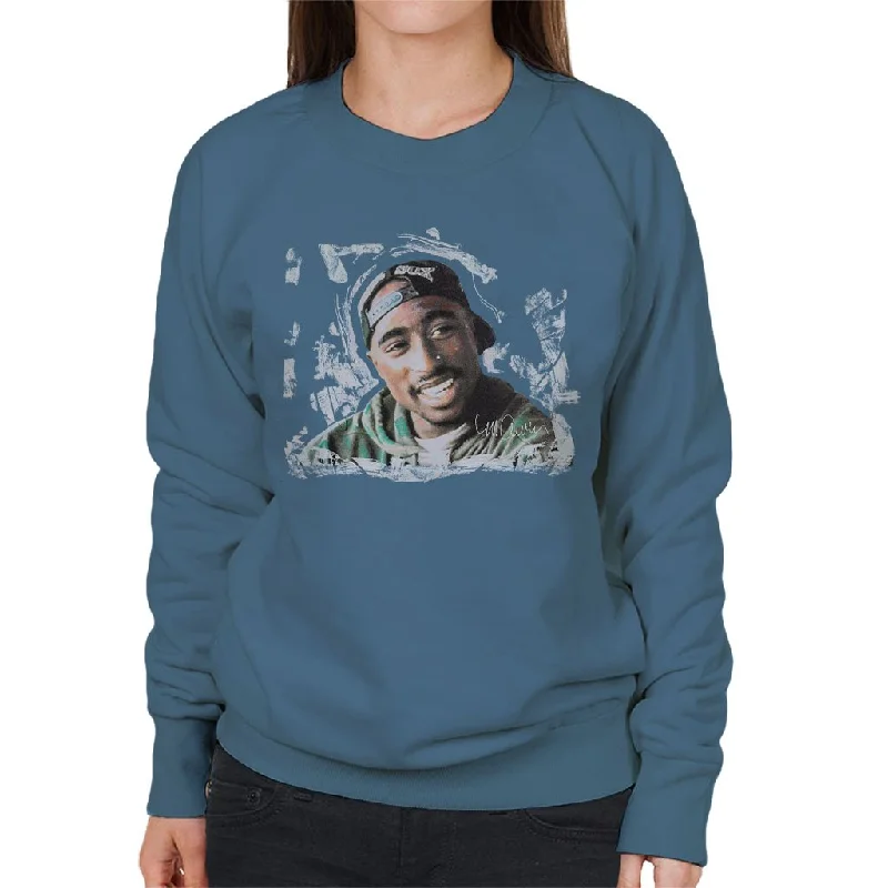 Sidney Maurer Original Portrait Of Tupac Shakur Women's Sweatshirt Hoodie with Contrast Stitching Detailed Premium